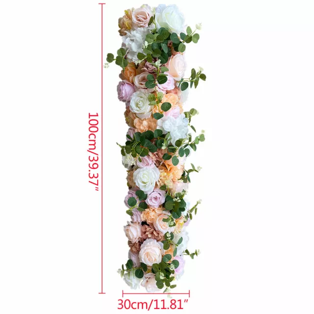 1M Artificial Silk Rose Flower Row Wall Panel Wedding Supply Background Decor 2