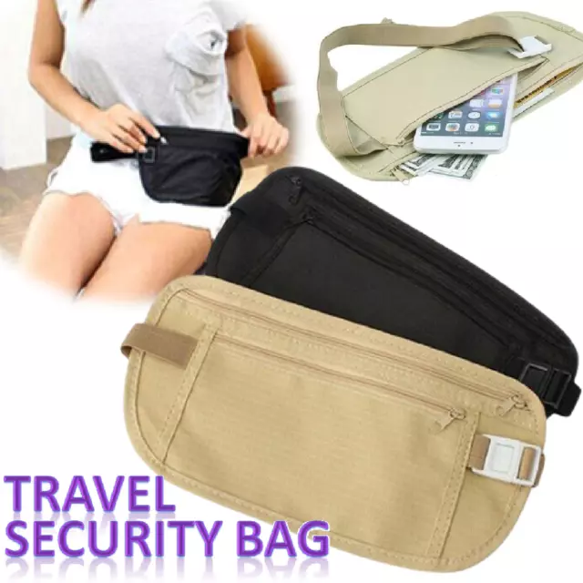 Travel Passport Waist Pouch Security Bag Money Belt Secure Ticket & Card Wallet