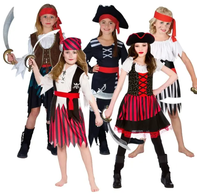 Filles Pirate Haut Seas Déguisement Princesse de Caraïbes Jack Book Semaine Neuf