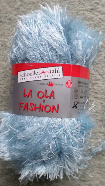 Effektgarn Fransen Fransengarn Strickwolle  LA OLA FASHION Hellblau  50g  NEU