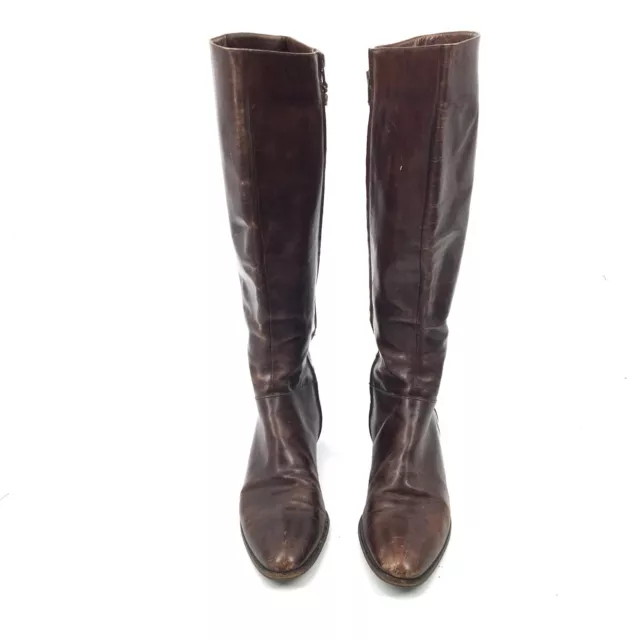 vintage Salvatore Ferragamo knee height brown point toe tall boots leather 7AA 2