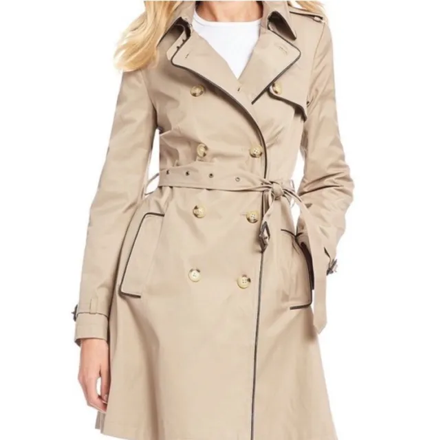 Ralph Lauren Water Resistant Double Breasted Belted Trench Coat Sand Size PXS