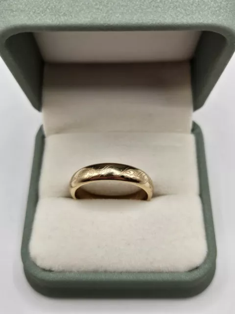 Heavy 9ct Yellow Gold Lord OF The Rings "The One Ring"  Elvish Ring Size Z 1/2