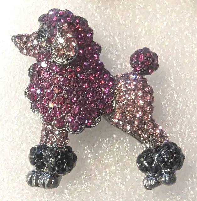 Poodle Gorgeous Pink Crystal Covered Alloy Pin Brooch Necklace Jewelry