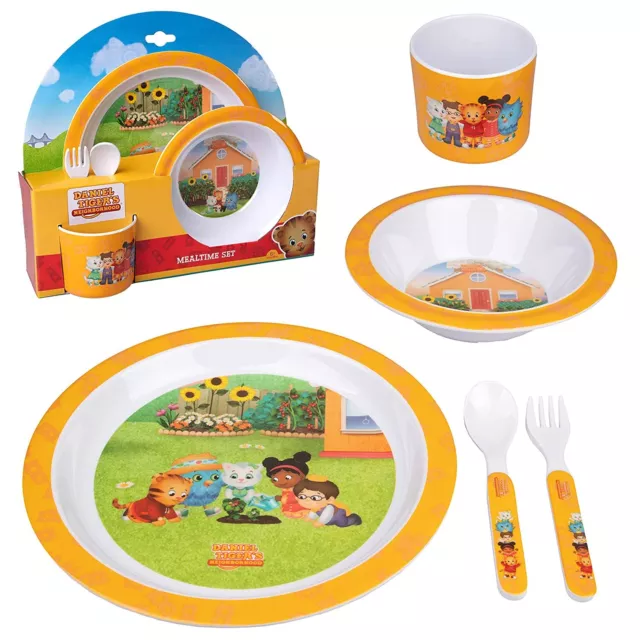 Daniel Tiger 5 Pc Kids Plates Mealtime Feeding Set for Toddlers- BPA Free