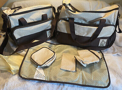 5PCS Baby Diaper Bag Tote Set Travel Mom Mommy Maternity Changing Pad Blue Bear