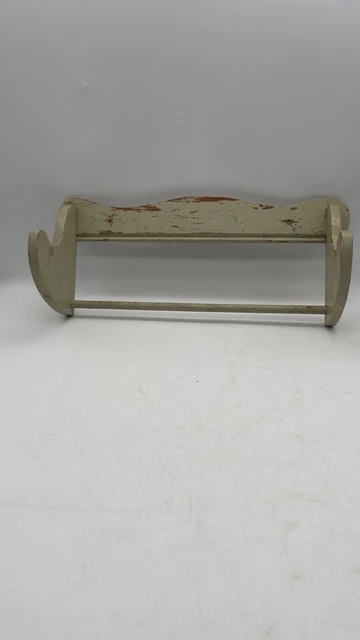 Antique Vintage Distressed Wood Hand Towel Wall Rack Holder Primitive Farmhouse