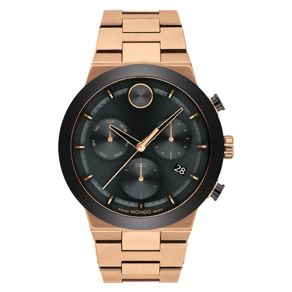 *BRAND NEW* Movado Bold Black Dial Bronze Plated Bracelet Men's Watch 3600898
