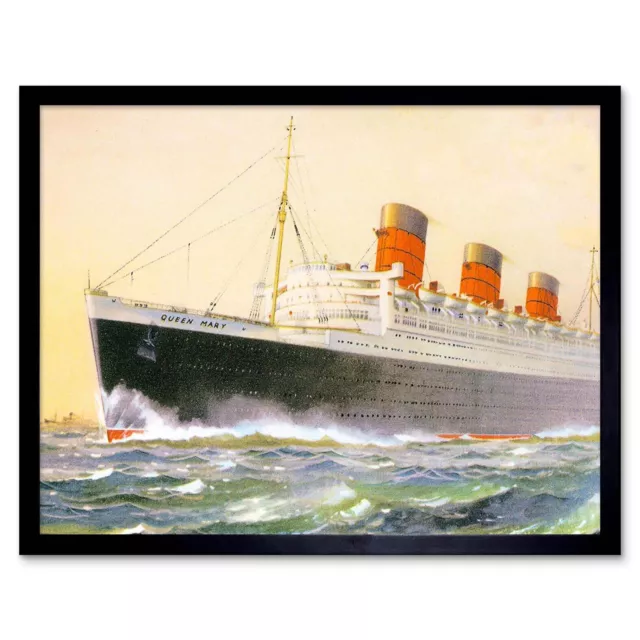 Painting Ship Sail Boat Rms Queen Mary 12X16 Inch Framed Art Print