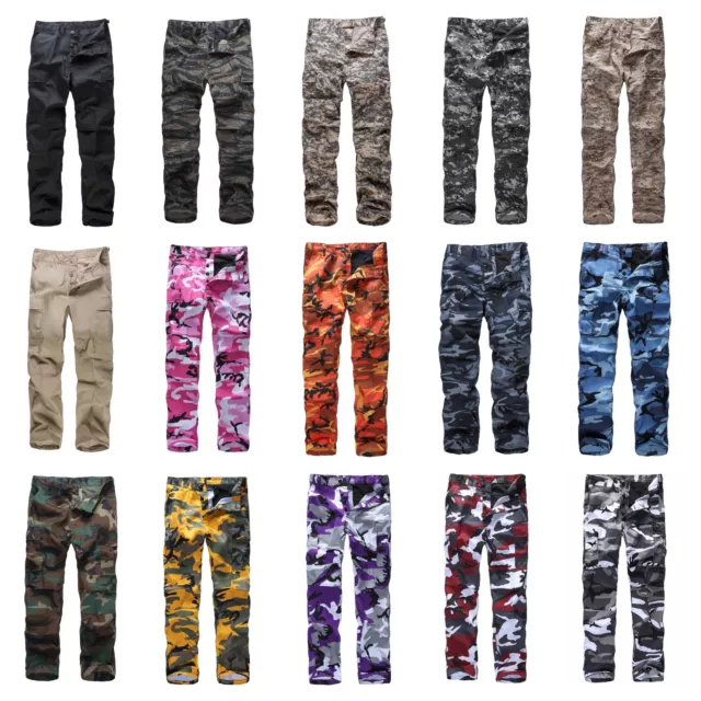 Mens Military Army BDU Pants Multi-Pocket Camouflage Casual Cargo Pants Trousers