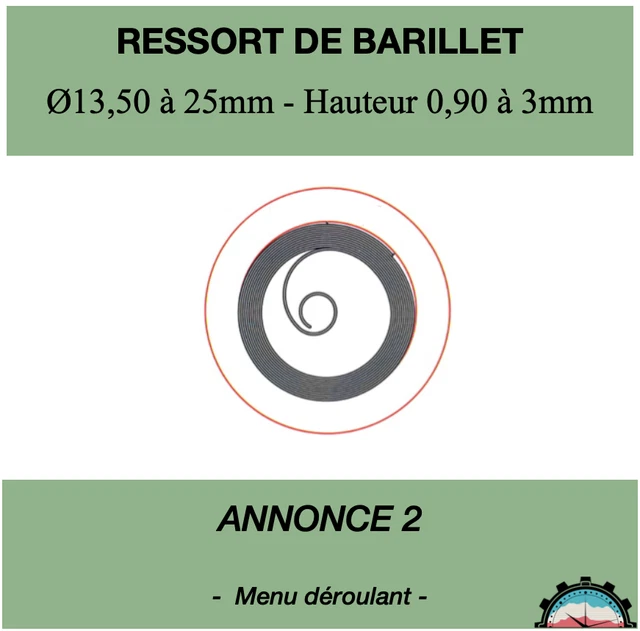 Ressort De Barillet Pour Montre - LE PAON - Taille 10½ 233 - Neuf Sans Boîte