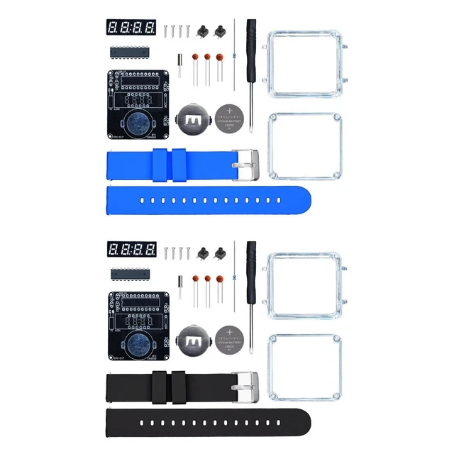 PEMENOL Horloge numérique à 4 chiffres - Kit de bricolage - Soudure - Réveil électronique RVB - LED multicolore - Avec boîtier en acrylique - Kit pratique pour débutants, étudiants et bricoleurs