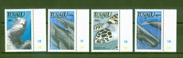 Tuvalu 1991 - Meerestiere Wale Schildkröten Buckelwal Pottwal - Nr. 591-94 **