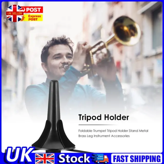 Foldable Trumpet Tripod Holder Stand Brass Leg Instrument Accessory(Black) UK