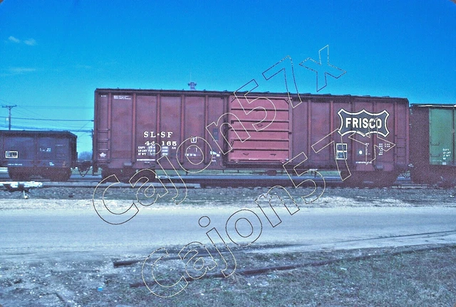 Original Slide- SLSF Frisco Boxcar #44165 At Eola, IL. 4/90