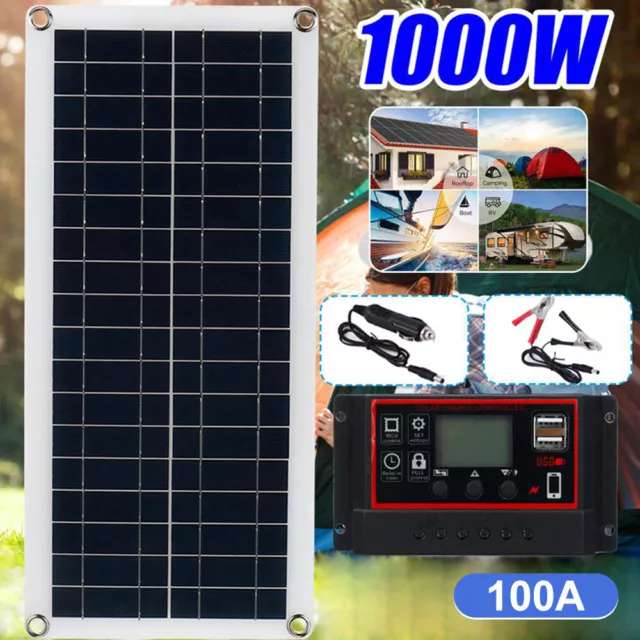 1000W Solar Panel Kit 100A Battery Charger Controller For Caravan Boat Flexible