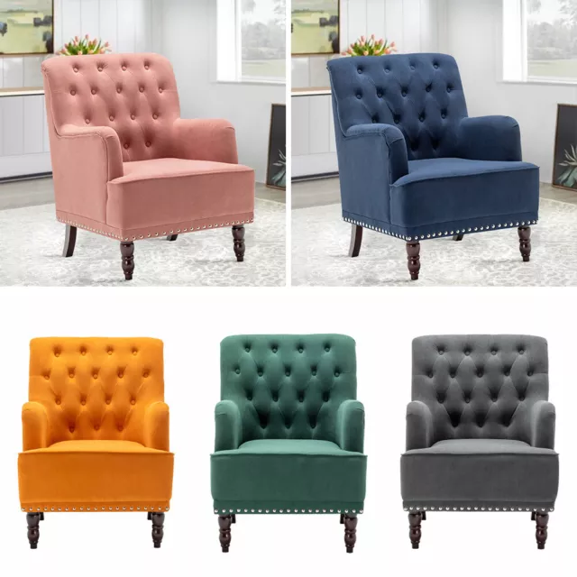 Chesterfield High Back Chair Button Tufted Armchair Fireside Sofa Seat Lounge