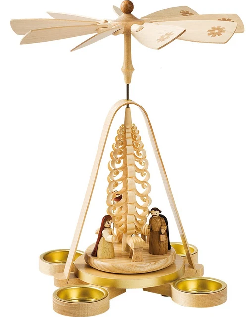 Christmas German Nativity Tealight Pyramid