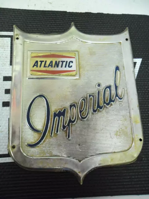 Vintage Atlantic Imperial Metal Pump Plate 1950'S Rare Small Size 11.5 X 9