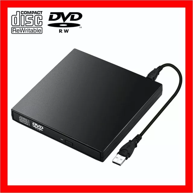 USB External CD RW DVD ROM Writer Burner Player Drive PC Laptop Mac Win7/8/10