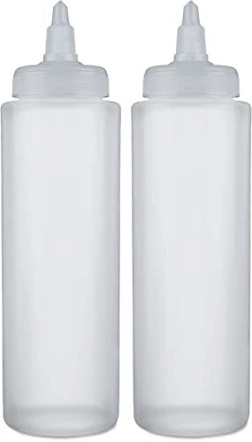 Condiment Squeeze Bottles 8 OZ, Wide Neck Empty Squirt Bottles - Twist 2Packs