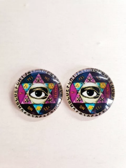 2 x Augen Cabochons ♥ Basteln/Schmuckherstellung Zubehör Pentagramm Rund Ø 25mm