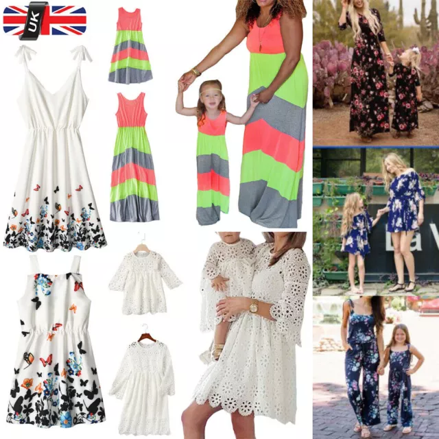 Fashion Family Matching Clothes Mother Daughter Dress Women Floral Dress Outfits