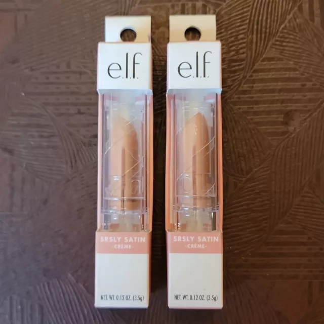 NUEVO e.l.f. ELF Cosmetics Color Labio Crema Srsly Satinado Hermoso Color DESNUDO 2x