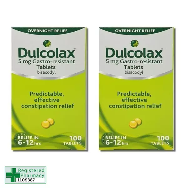 2x Dulcolax 5mg Gastro-Resistant Constipation Laxative - 200 Tablets (Max 1)