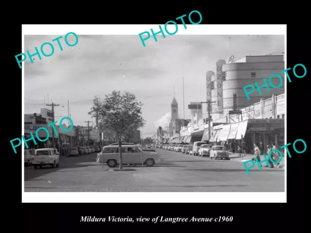 OLD LARGE HISTORIC PHOTO OF MILDURA VICTORIA VIEW OF LANGTREE Ave c1960