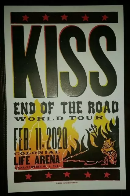 ORIGINAL KISS 2020 HATCH SHOW PRINT Tour Poster Columbia Colonial Life Devil