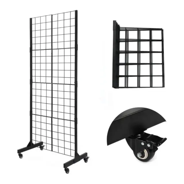 Metal Display Grid Wall Panels, T-Base Stand with wheels- 5' x 2'