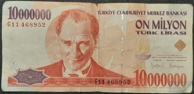 (TUR-X01) TÜRKEI 1999 Banknote 10.000.000 Lira G11 468952 gebraucht