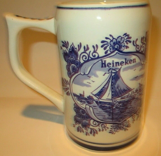 Vintage Hand Painted Delft Blue - Heineken Beer Stein / Mug, Holland Dutch