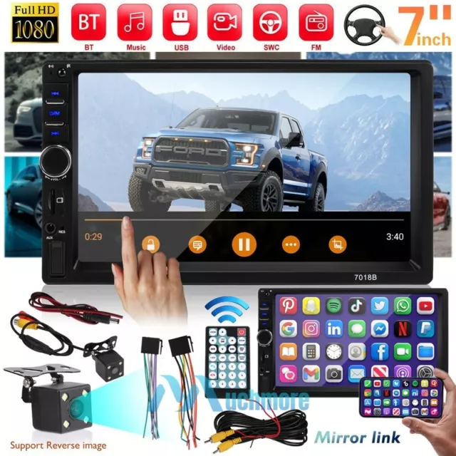 7" Double 2DIN Android/IOS Car Stereo MP5 Player GPS Radio Bluetooth WiFi+Camera