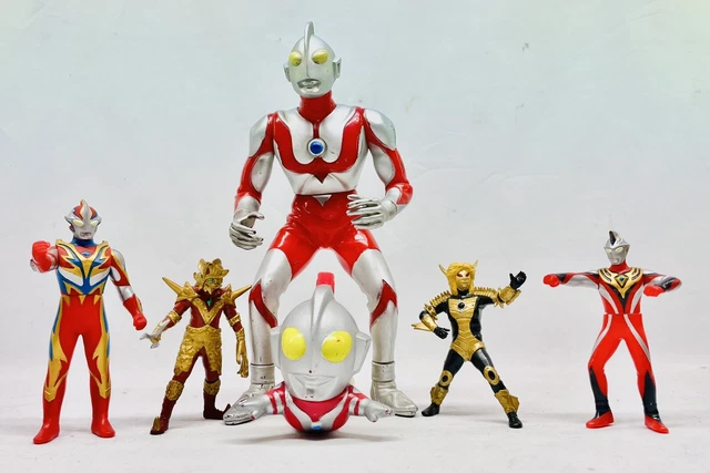 Bandai Ultraman Mixed Sofubi 3” 4” 8” PVC Vinyl Figure Toy Lot Of 6 VTG Kaiju