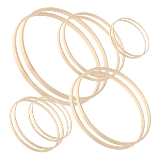 Anillos de corona, paquete de 12 6 tallas de bambú flores aro corona macramé cinta anillos fN9I3