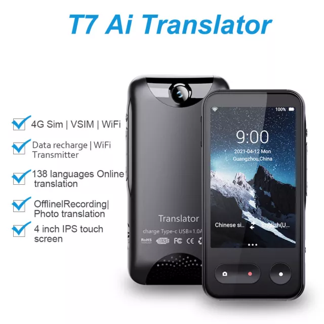 Portable 138 Languages Translator Two-Way Real Time Smart Voice Instant UK Stock
