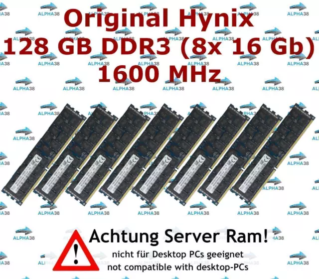 SK Hynix 128 GB (8x 16 GB) ECC Reg DDR3-1600 HP Proliant ML350e ML350p Gen8 RAM