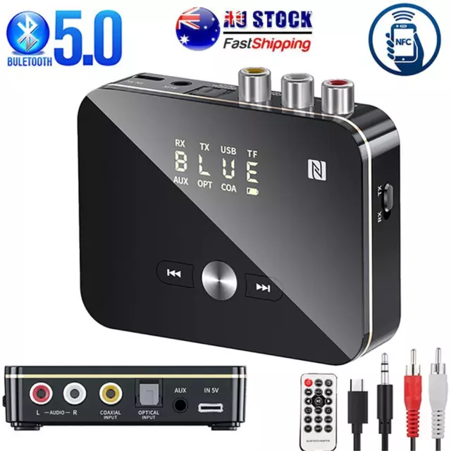 Bluetooth 5.0 Wireless 2 in1 Audio Transmitter Receiver 3.5MM AUX Music Adapter