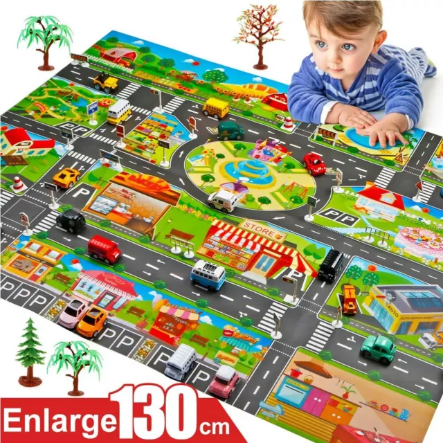 Baby Kids Floor Play Mat Rug Traffic Road Signs Car Track City Carpet Toy Gifts