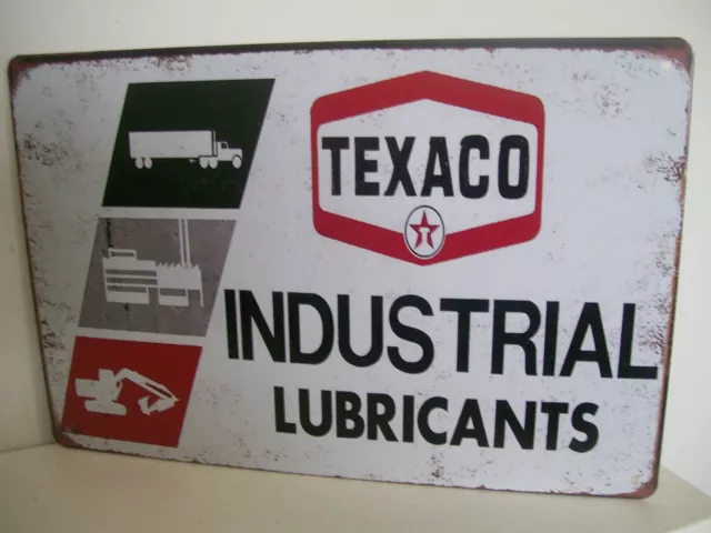 Retro Vintage Design Texaco Industrial Lubricants Oil Tin Sign Garage Man Cave