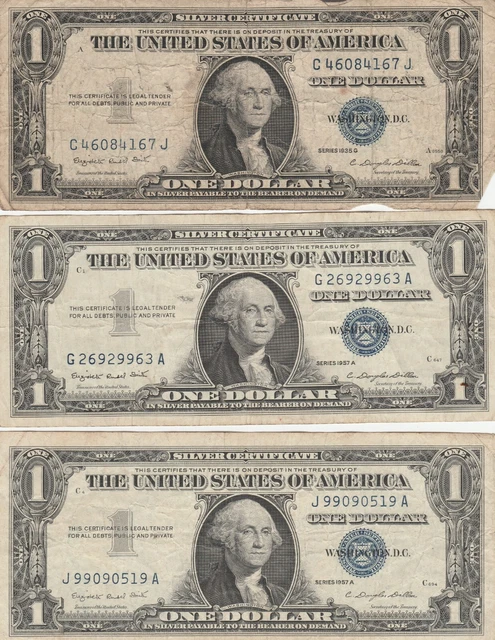 1 -1935 G "NO IN GOD WE TRUST"  2 - 1957 US $1Silver Certificate Blue Seals 