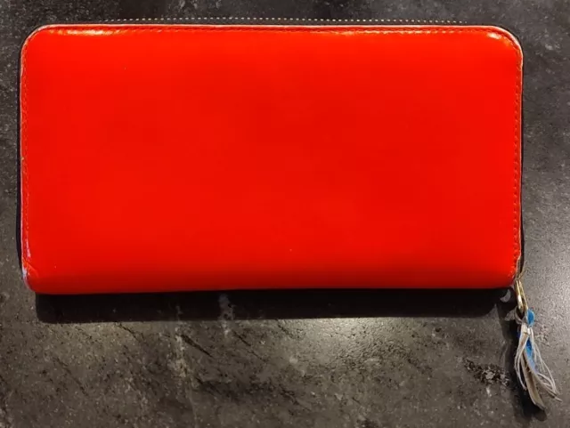 COMME des GARCONS Long Zip Wallet -- Neon Redish Orange USED See Photo