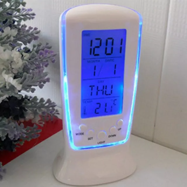 LED Digital Alarm Clock Backlight LCD Display Calendar Thermometer Desk Clocks