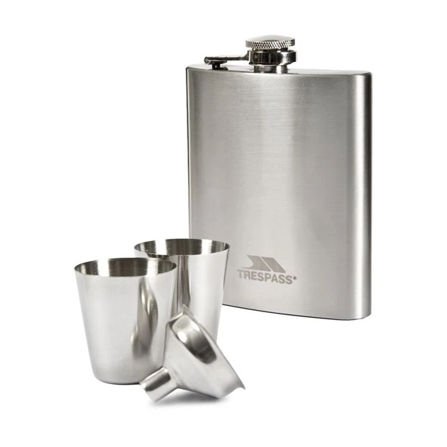 Trespass Dramcask Stainless Steel Hip Flask Silver