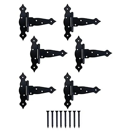 Ilyapa Heavy Duty Gate Hinges, 6 Pack - 6 Inch Decorative Outdoor
