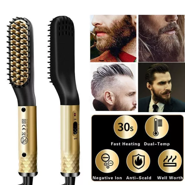 Electric Beard Hair Straightener Quick Heated Brush Straightening Comb Curling