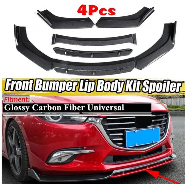Universal Car Front Bumper Lip Chin Spoiler Splitter Body Kit Carbon Fiber Style