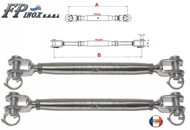 Ridoir M4 Chape Terminaison Chape 105 mm ( Lot de 2 ) inox 316 - A4